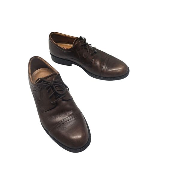 Mens Ecco Lace Up  Dress Shoes Brown SZ 42 EXTRA WIDTH main image 13